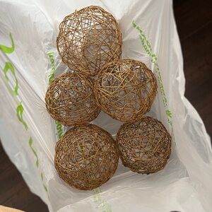 Elegant Brown Metal Woven look Decorative Balls